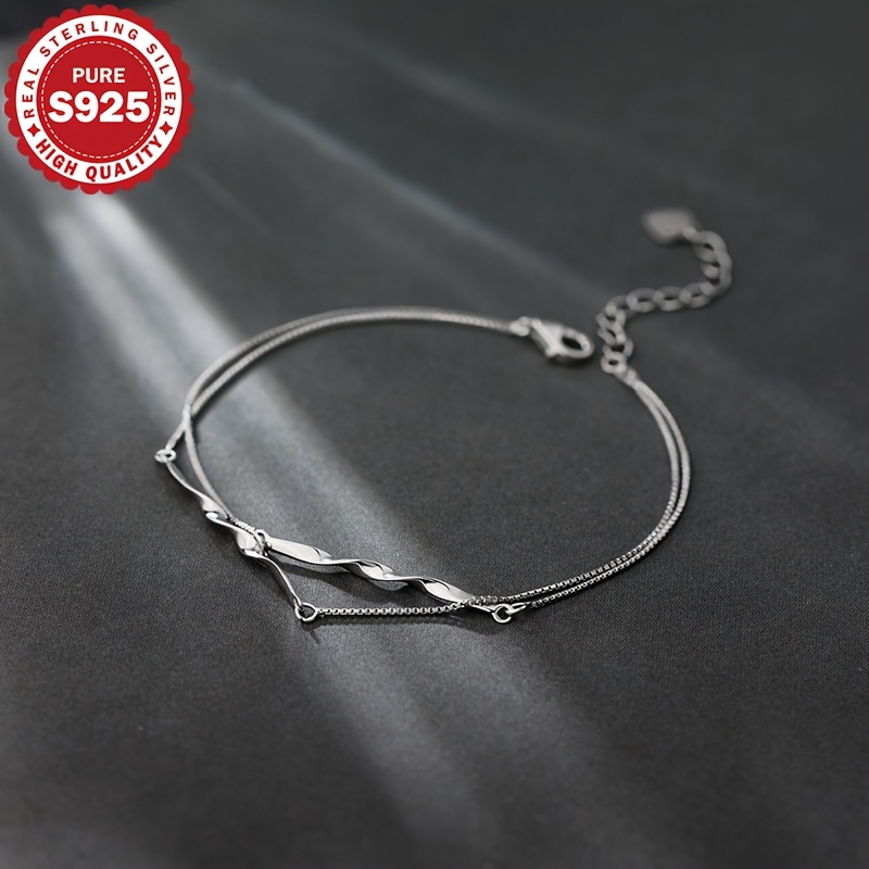 Women's S925 Silver Möbius Double-Layer Bracelet, Stylish Design